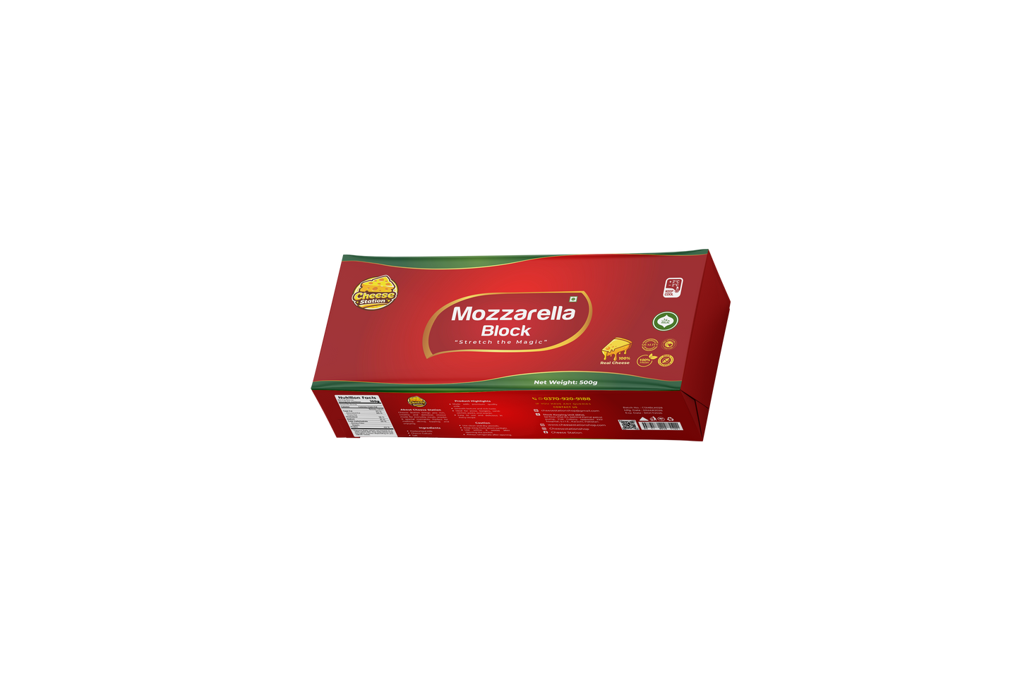 Premium Mozzarella Block (500 Gram)