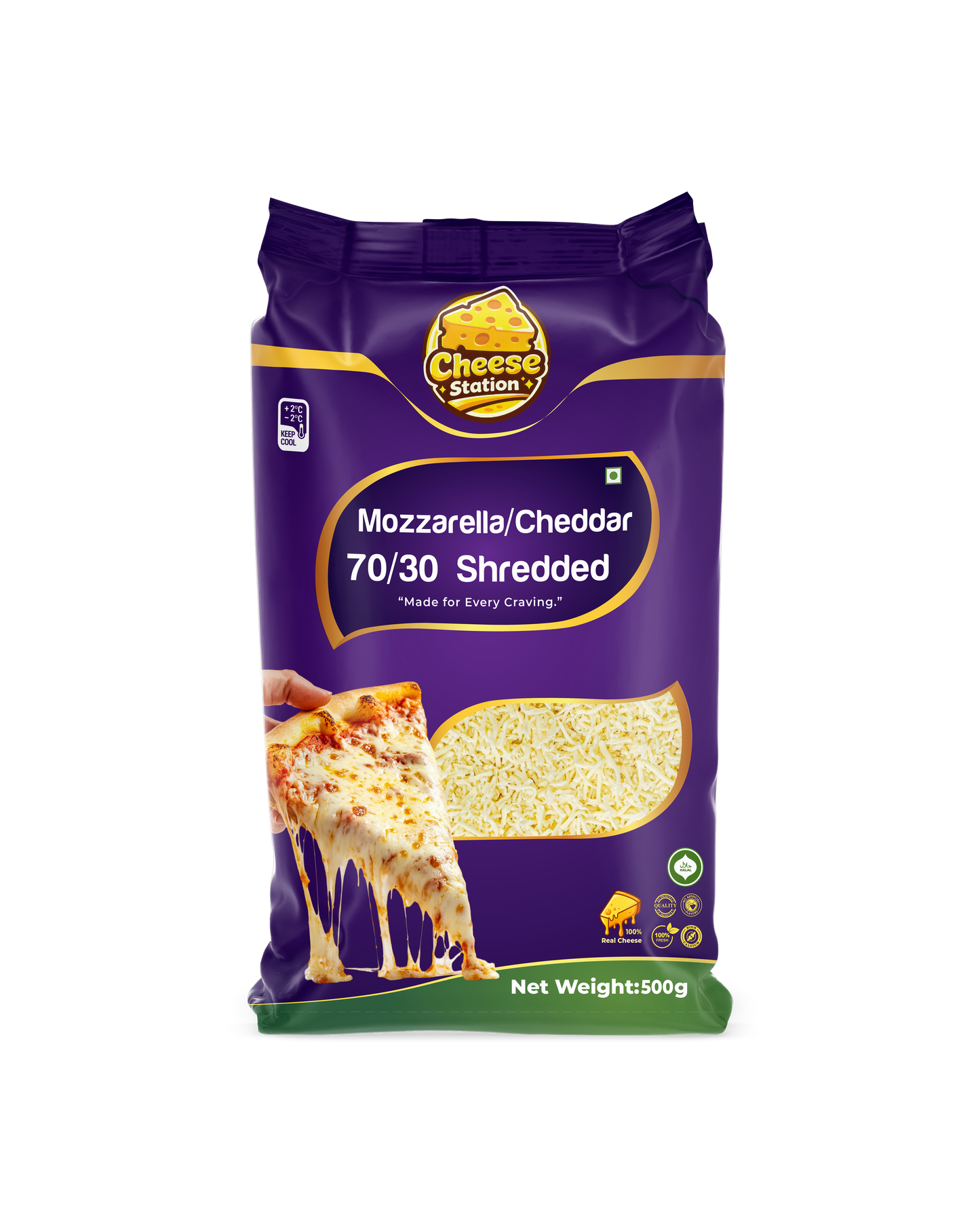 Premium Pizza Cheese Shredded 70-30 - (500 GM)